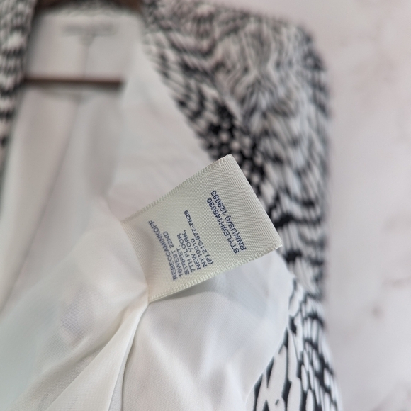 Rebecca Minkoff Blazer Women 4 Small Black White Becky Silk Jacket Office - Picture 9 of 13